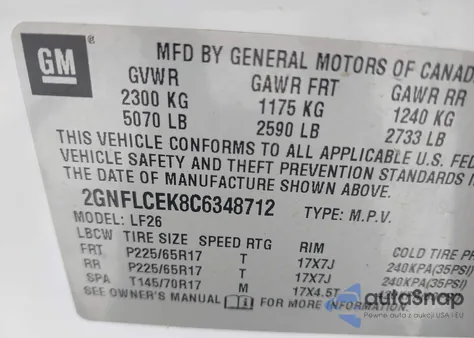 2012 Chevrolet Equinox Ls from USA, damaged, VIN 2GNFLCEK8C6348712